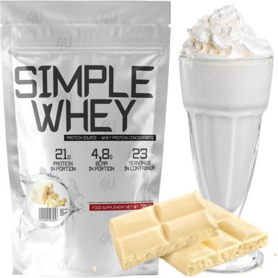 Odżywka białkowa Białko Serwatkowe Biała Czekolada WPC 4U Nutrition Simple Whey 700g Shake na Odchudzanie Odżywka białkowa Białko Serwatkowe Biała Czekolada WPC 4U Nutrition Simple Whey 700g Shake na Odchudzanie