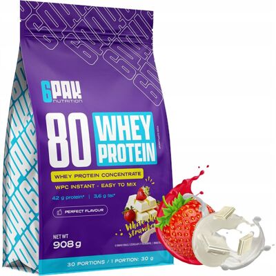 6PAK NUTRITION Odżywka Białkowa Whey Protein Wpc 100% 908G Białko Serwatkowe Bcaa Instant 6PAK NUTRITION Odżywka Białkowa Whey Protein Wpc 100% 908G Białko Serwatkowe Bcaa Instant