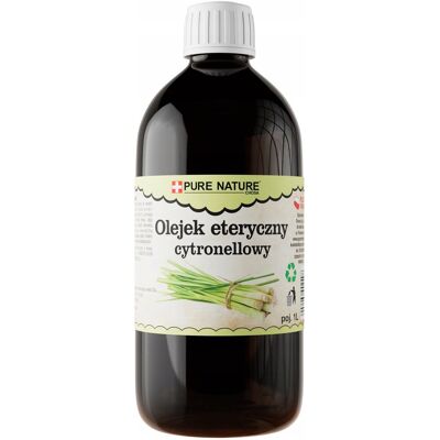 Pure OLEJEK ETERYCZNY CYTRONELLA NATURALNY OLEJEK CITRONELA BEZ DODATKÓW 1000ml Pure OLEJEK ETERYCZNY CYTRONELLA NATURALNY OLEJEK CITRONELA BEZ DODATKÓW 1000ml