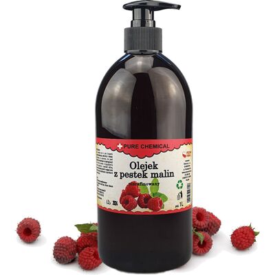 Pure Chemical, Olej Z Pestek Malin Nierafinowany Naturalny Zimno Tłoczony + Dozownik, 1000ml Pure Chemical, Olej Z Pestek Malin Nierafinowany Naturalny Zimno Tłoczony + Dozownik, 1000ml