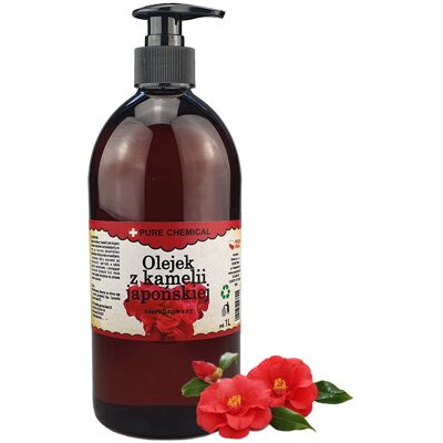 Pure Chemical, Olejek Tsubaki Z Kamelii Nierafinowany Zimnotłoczony + Dozownik, 1000ml Pure Chemical, Olejek Tsubaki Z Kamelii Nierafinowany Zimnotłoczony + Dozownik, 1000ml