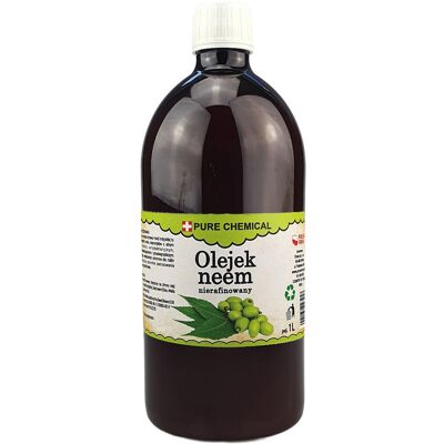 Pure Chemie, Olejek Neem Nierafinowany Naturalny Tłoczony Na Zimno, 1000ml Pure Chemie, Olejek Neem Nierafinowany Naturalny Tłoczony Na Zimno, 1000ml