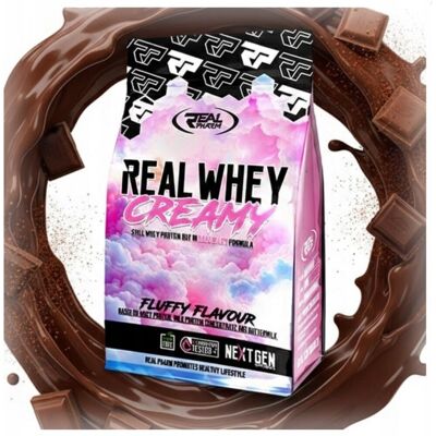Real Pharm Whey Creamy Fluffy 700 g Chocolate Pyszne Białko Maślane WPC Real Pharm Whey Creamy Fluffy 700 g Chocolate Pyszne Białko Maślane WPC