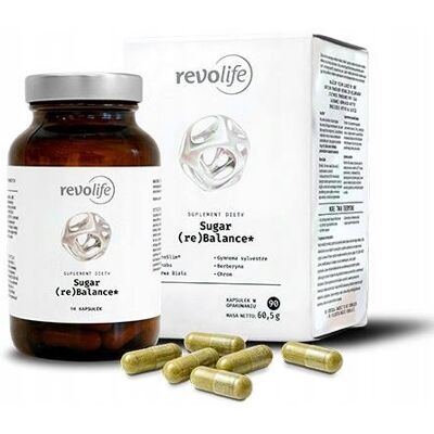 Revolife Sugar (re)Balance na poziom glukozy, na cholesterol, 90 kapsułek Revolife Sugar (re)Balance na poziom glukozy, na cholesterol, 90 kapsułek