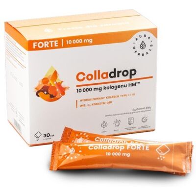 Aura Herbals Colladrop Forte - Kolagen morski 10000mg - Wspiera skórę, włosy, paznokcie Aura Herbals Colladrop Forte - Kolagen morski 10000mg - Wspiera skórę, włosy, paznokcie