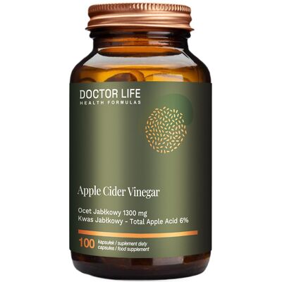 Suplement Diety, Doctor Life, Apple Cider Vinegar 1300 Mg Ocet Jabłkowy 100 Kaps. Suplement Diety, Doctor Life, Apple Cider Vinegar 1300 Mg Ocet Jabłkowy 100 Kaps.