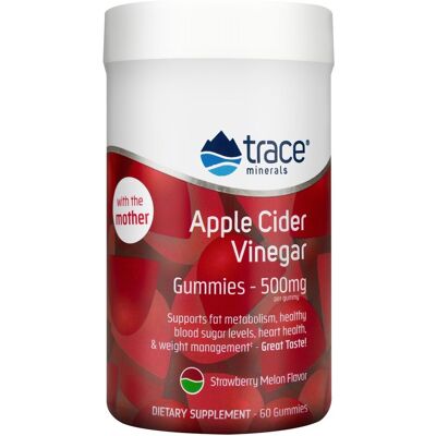 Gumy z octem jabłkowym Trace Minerals - Truskawkowy Melon - 500 mg Gumy z octem jabłkowym Trace Minerals - Truskawkowy Melon - 500 mg