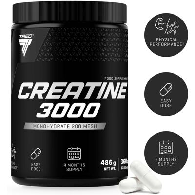 Trec Nutrition TREC CREATINE 3000 MONOHYDRATE 200 MESH Kreatyna Wydolność 360 kapsułek Trec Nutrition TREC CREATINE 3000 MONOHYDRATE 200 MESH Kreatyna Wydolność 360 kapsułek