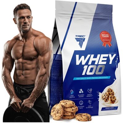 Trec Whey 100 - Wysokiej jakości koncentrat białka serwatkowego, smak ciastka - 700 g Trec Whey 100 - Wysokiej jakości koncentrat białka serwatkowego, smak ciastka - 700 g