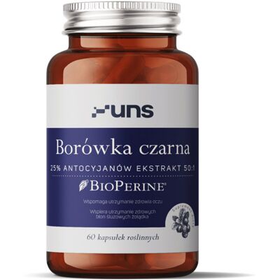 Suplement Diety, Uns Borówka Czarna 25% Antocyjanów Ekstrakt 50:1 60vegcaps Suplement Diety, Uns Borówka Czarna 25% Antocyjanów Ekstrakt 50:1 60vegcaps