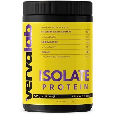 VERVALAB Isolate Protein Delicious Chocolate 500 g - WPI BIAŁKO REGENERACJA VERVALAB Isolate Protein Delicious Chocolate 500 g - WPI BIAŁKO REGENERACJA