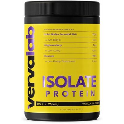 VERVALAB Isolate Protein Vanilla Ice Cream 500 g - WPI BIAŁKO MIĘŚNIE MASA VERVALAB Isolate Protein Vanilla Ice Cream 500 g - WPI BIAŁKO MIĘŚNIE MASA