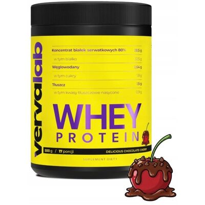 Vervalab WHEY PROTEIN CHOCOLATE-CHERRY 500G BIAŁKO REGENERACJA MIĘŚNIE Vervalab WHEY PROTEIN CHOCOLATE-CHERRY 500G BIAŁKO REGENERACJA MIĘŚNIE