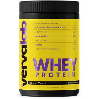VERVALAB Whey Protein Salty Caramel 500 g - WPC BIAŁKO REGENERACJA MIĘŚNIE VERVALAB Whey Protein Salty Caramel 500 g - WPC BIAŁKO REGENERACJA MIĘŚNIE