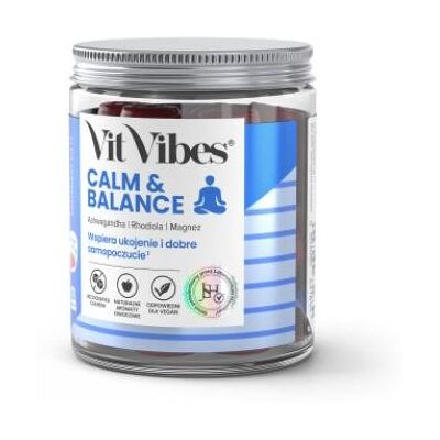 Vit Vibes Calm & Balance żelki smak malinowy, witaminy, magnez, 60 szt. Vit Vibes Calm & Balance żelki smak malinowy, witaminy, magnez, 60 szt.