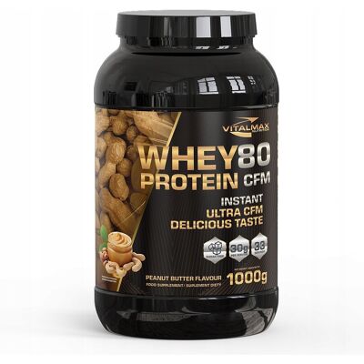 VITALMAX WHEY PROTEIN 80 1000G BIAŁKO SERWATKI WPC MASŁO ORZECHOWE KONCENTR VITALMAX WHEY PROTEIN 80 1000G BIAŁKO SERWATKI WPC MASŁO ORZECHOWE KONCENTR