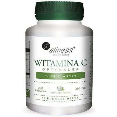 Aliness Witamina C 250mg - 4 Formy - 200 Kapsułek Aliness Witamina C 250mg - 4 Formy - 200 Kapsułek