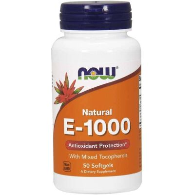 Now Foods E-1000 - Naturalne mieszane tokoferole - 50 kapsułek Now Foods E-1000 - Naturalne mieszane tokoferole - 50 kapsułek