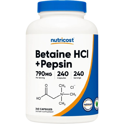 Nutricost Betaine HCl Pepsyna Kapsułki - Suplementy Nutricost Betaine HCl Pepsyna Kapsułki - Suplementy