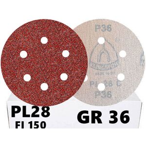 50x Krążki PL28 150mm P36 GLS3 6-otworów Papier ścierny na rzep KLINGSPOR 50x Krążki PL28 150mm P36 GLS3 6-otworów Papier ścierny na rzep KLINGSPOR