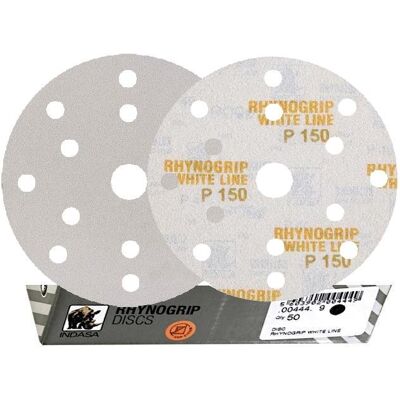 50x INDASA WHITE 150mm P150 15-otworów Papier ścierny na rzep whiteline GLS47 15H 50x INDASA WHITE 150mm P150 15-otworów Papier ścierny na rzep whiteline GLS47 15H