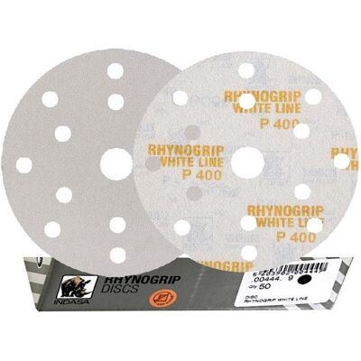 50x INDASA WHITE 150mm P400 15-otworów Papier ścierny na rzep whiteline GLS47 15H 50x INDASA WHITE 150mm P400 15-otworów Papier ścierny na rzep whiteline GLS47 15H