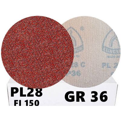 50x Krążki PL28 150mm P36 Papier ścierny na rzep KLINGSPOR 50x Krążki PL28 150mm P36 Papier ścierny na rzep KLINGSPOR