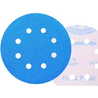 50x Krążki PS21 125mm P80 GLS5 (8-otworów) Papier ścierny na rzep KLINGSPOR 50x Krążki PS21 125mm P80 GLS5 (8-otworów) Papier ścierny na rzep KLINGSPOR