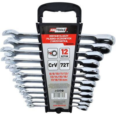 No Name Awtools Zestaw kluczy z grzechotką 8-19mm, 12 szt. No Name Awtools Zestaw kluczy z grzechotką 8-19mm, 12 szt.