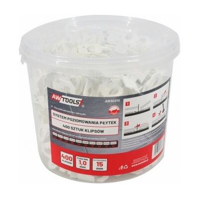 AWTOOLS SYSTEM POZIOMOWANIA PŁYTEK 7mm-15mm / 400szt. (KLIPS 1,0mm) AWTOOLS SYSTEM POZIOMOWANIA PŁYTEK 7mm-15mm / 400szt. (KLIPS 1,0mm)