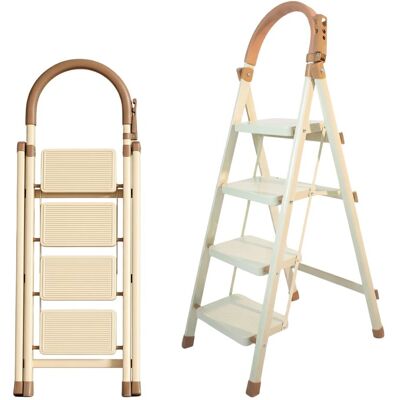 Inny producent Beżowa Drabina 4 Stopniowa Składana Lekka Domowa Drabinka Stalowa do 150 kg Inny producent Beżowa Drabina 4 Stopniowa Składana Lekka Domowa Drabinka Stalowa do 150 kg