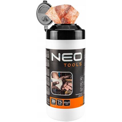 GTX Poland NEO TOOLS, Chusteczki ze ścierniwem do mycia rąk oraz czyszczenia powierzchni i narzędzi, słoik 75 szt., 20x21, 10-408 GTX Poland NEO TOOLS, Chusteczki ze ścierniwem do mycia rąk oraz czyszczenia powierzchni i narzędzi, słoik 75 szt., 20x21, 10-408