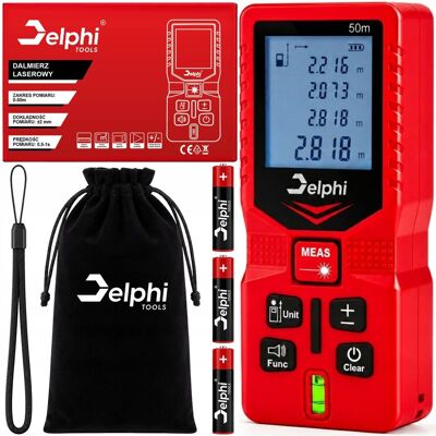Delphi tools DALMIERZ LASEROWY 50M CYFROWY MIERNIK ODLEGŁOŚCI POWIERZCHNI POZIOMICA LCD Delphi tools DALMIERZ LASEROWY 50M CYFROWY MIERNIK ODLEGŁOŚCI POWIERZCHNI POZIOMICA LCD
