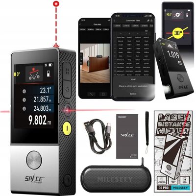 Mileseey Dalmierz Laserowy Pomiar Kąta Poziomica Smart Life Android Ios Szkic 100M Mileseey Dalmierz Laserowy Pomiar Kąta Poziomica Smart Life Android Ios Szkic 100M