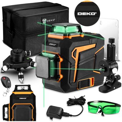Deko DKLL12PQ1 Poziomica Laserowa 360 Płaszczyznowa 3D Laser Krzyżowy Pro Zielony Deko DKLL12PQ1 Poziomica Laserowa 360 Płaszczyznowa 3D Laser Krzyżowy Pro Zielony