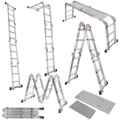 Mega-M Drabina aluminiowa przegubowa składana wielofunkcyjna WERKBERG 4x3 wielofunkcyjna z podestem Mega-M Drabina aluminiowa przegubowa składana wielofunkcyjna WERKBERG 4x3 wielofunkcyjna z podestem