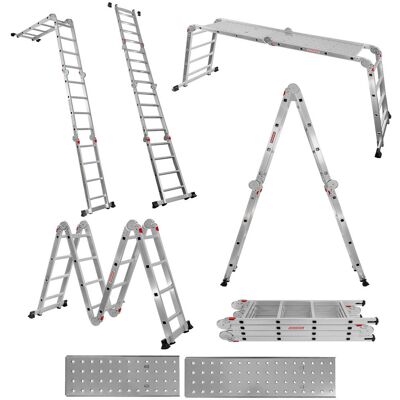 Mega-M Drabina aluminiowa przegubowa składana wielofunkcyjna WERKBERG 4x4 150kg + podest roboczy Mega-M Drabina aluminiowa przegubowa składana wielofunkcyjna WERKBERG 4x4 150kg + podest roboczy