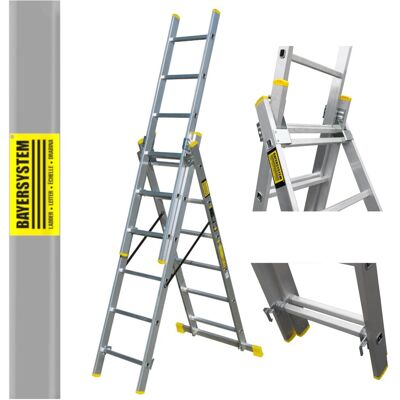 Drabina Aluminiowa Przemysłowa 3X6 Bayersystem 150kg wielofunkcyjna Drabina Aluminiowa Przemysłowa 3X6 Bayersystem 150kg wielofunkcyjna