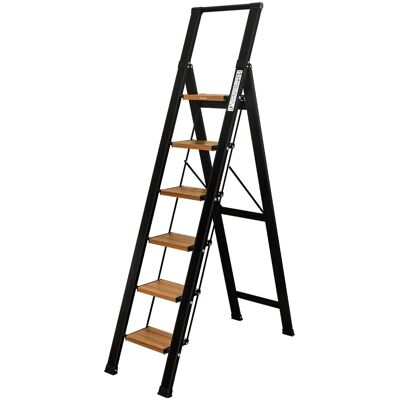 Drabina do domu 6 stopniowa Składana - aluminiowa - ILILO FIT BW Pro Drabina do domu 6 stopniowa Składana - aluminiowa - ILILO FIT BW Pro