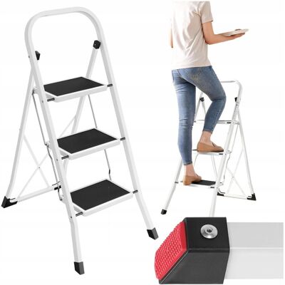 songmics Drabina stalowa 3 stopniowa 150KG Schodkowa składana Domowa Antypoślizgowa songmics Drabina stalowa 3 stopniowa 150KG Schodkowa składana Domowa Antypoślizgowa