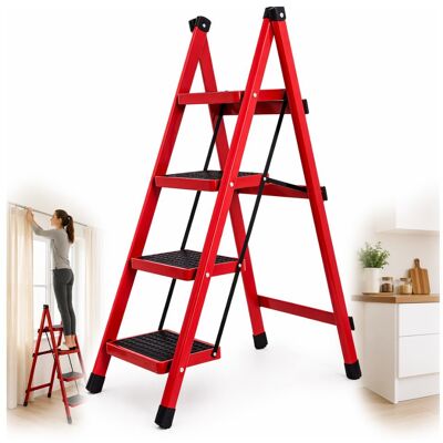 Drabina Stalowa 4 Stopniowa Składana 150 Kg Bauhus Szerokie Stopnie Czerwona Do Domu Drabina Stalowa 4 Stopniowa Składana 150 Kg Bauhus Szerokie Stopnie Czerwona Do Domu