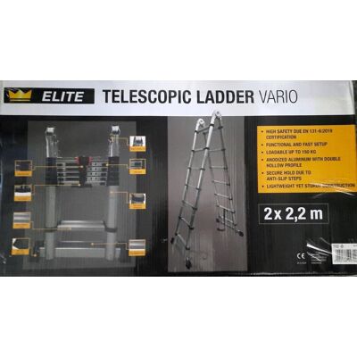Inny producent DRABINA TELESKOPOWA 2 x 2,2 m ALUMINIOWA ROZKŁADANA PRZENOŚNA VARIO Inny producent DRABINA TELESKOPOWA 2 x 2,2 m ALUMINIOWA ROZKŁADANA PRZENOŚNA VARIO
