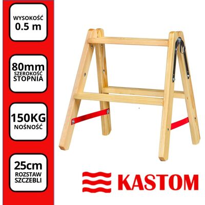 Kastom Drabinka drewniana stołek 2 stopnie 50cm Kastom Drabinka drewniana stołek 2 stopnie 50cm