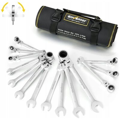 Inny producent ENVENTOR Zestaw Kluczy Płasko-Oczkowych 14-częściowy 6-19mm Stal Cr-V Inny producent ENVENTOR Zestaw Kluczy Płasko-Oczkowych 14-częściowy 6-19mm Stal Cr-V