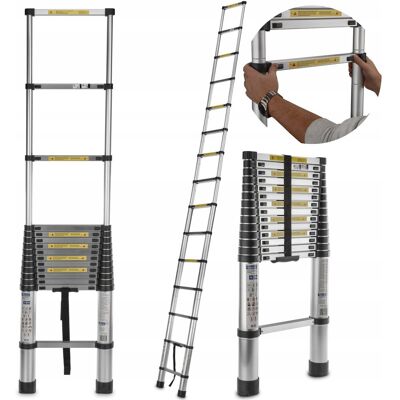 GEKO TELESKOPOWA DRABINA ALUMINIOWA 5M 150KG SOLIDNA I PRZENOŚNA G02447 GEKO TELESKOPOWA DRABINA ALUMINIOWA 5M 150KG SOLIDNA I PRZENOŚNA G02447