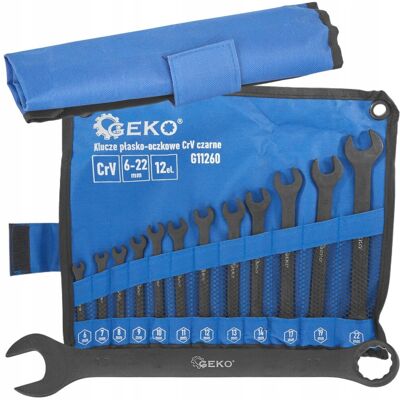Geko Zestaw Klucze Płasko-Oczkowe Crv-Czarne 6-22Mm 12El. G11260 Geko Zestaw Klucze Płasko-Oczkowe Crv-Czarne 6-22Mm 12El. G11260