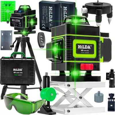 Hilda Poziomica 4D Laser Krzyżowy 360 Statyw 1,6 M 2 Aku Blokada Wahadła Hilda Poziomica 4D Laser Krzyżowy 360 Statyw 1,6 M 2 Aku Blokada Wahadła