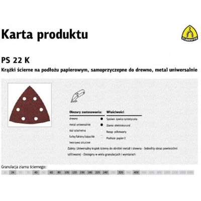 KLINGSPOR K.Papier Trójkąt Ps22K P150 Gls15 KLINGSPOR K.Papier Trójkąt Ps22K P150 Gls15