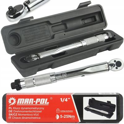 MAR-POL Klucz Dynamometryczny 1/4' 5-25Nm Z Blokadą MAR-POL Klucz Dynamometryczny 1/4' 5-25Nm Z Blokadą