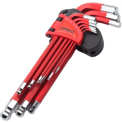Klucze imbus 1,5-10mm z kulką długie zestaw HEX PRO-WT-09-HKDA Klucze imbus 1,5-10mm z kulką długie zestaw HEX PRO-WT-09-HKDA